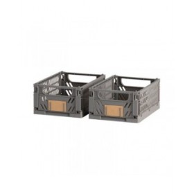 Set di Scatole per Sistemare Impilabili Grigio scuro 25 x 16,5 x 10 cm