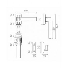 A manovella EDM 85455 6801 Bianco Alluminio Destra Chiusura a scatto