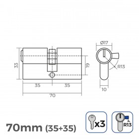 Cilindro EDM 85179 r13 nichel Leva corta Europeo