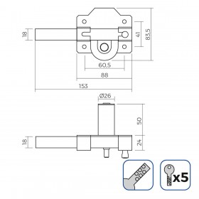 Chiavistello di sicurezza EDM 85197 Dorato Acciaio