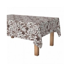 Rotolo di tovaglia Exma Antimacchia Fiori 140 cm x 25 m Marrone