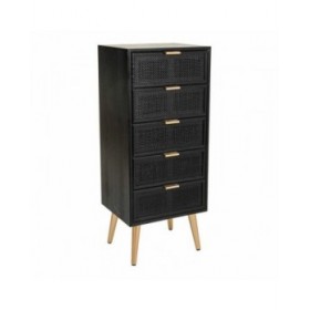 Cassettiera Alexandra House Living Nero Dorato Legno MDF