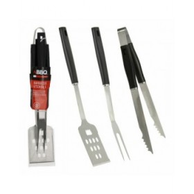 Utensili per barbecue Nero 3 Pezzi