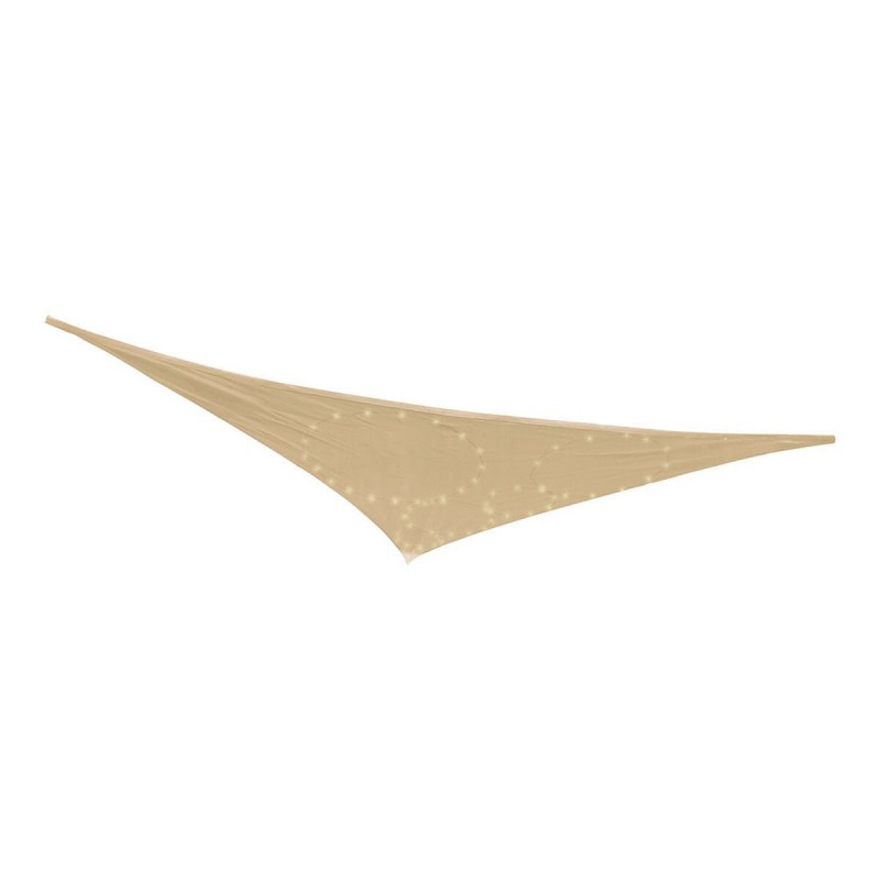 Vela parasole Beige 3 x 3 x 3 m Luce LED Esterno Solare Tenda