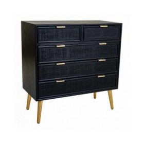 Cassettiera Alexandra House Living Nero Dorato Legno MDF