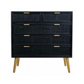 Cassettiera Alexandra House Living Nero Dorato Legno MDF