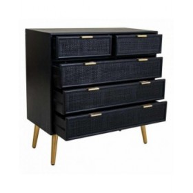 Cassettiera Alexandra House Living Nero Dorato Legno MDF
