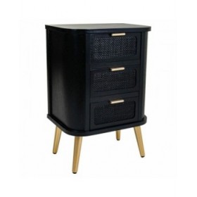 Comodino Alexandra House Living Nero Dorato 35 x 72 x 50 cm