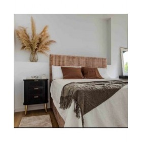 Comodino Alexandra House Living Nero Dorato 35 x 72 x 50 cm