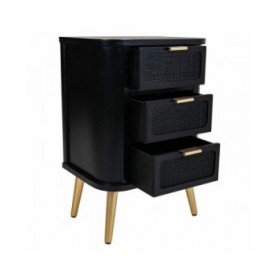 Comodino Alexandra House Living Nero Dorato 35 x 72 x 50 cm