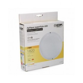 Applique da Parete EDM 32446 Bianco Plastica F 18 W 120 W 1820 Lm Sensore di Movimento Sensore di luce Rotondo (4000 K)