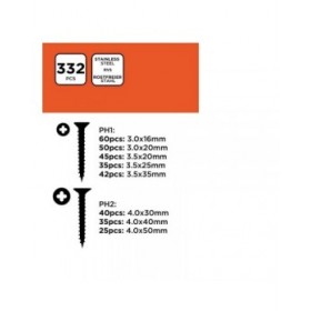 Kit di viti Black & Decker Phillips Legno 332 Pezzi