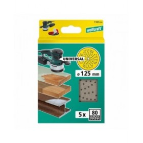 Disco abrasivo multibuco per levigatrice eccentrica Wolfcraft 1107000 Ø 125 mm 80 g 5 Unità