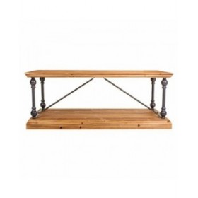 Tavolino da Caffè Alexandra House Living Marrone Nero Grigio Ferro Legno di abete 60 x 50 x 121 cm