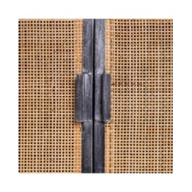 Credenza Alexandra House Living Marrone Nero Grigio Ferro Rattan Legno di abete 42 x 90 x 202 cm