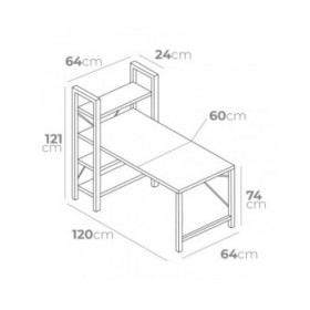 Scrivania con scaffale EDM 75196 Nero Legno Metallo 121 x 120 x 64 cm
