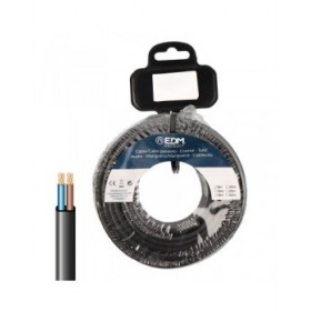 Cavo parallelo piatto EDM 28512 Nero 15 m
