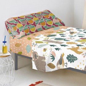 Lenzuolo con angoli aderenti HappyFriday Moshi Moshi Harvestwood Multicolore 90 x 200 x 32 cm