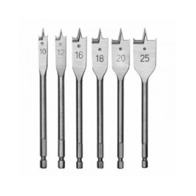 Set di trapani Workpro 10, 12, 16, 18, 20, 25 mm Acciaio al carbonio Pala Legno 6 Pezzi