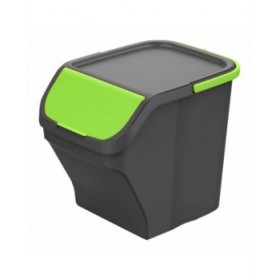 Secchio per Raccolta Differenziata Mondex Stack N' Sort Verde Grigio 25 L Con coperchio 40 x 30 x 34 cm