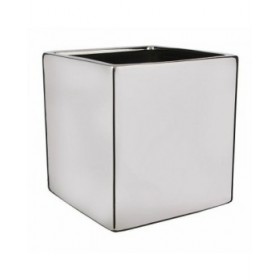 Vaso Mica Decorations Chaz Argentato Ceramica Quadrato 10 x 10 x 10 cm