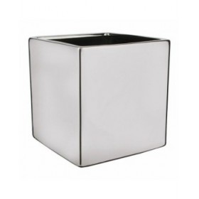 Vaso Mica Decorations Chaz Argentato Ceramica Quadrato 14 x 14 x 14 cm