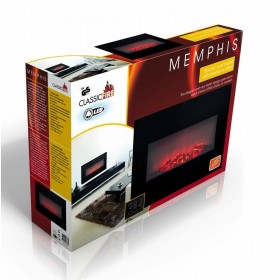 Camino Elettrico Decorativo da Parete Classic Fire Memphis Nero 1800 W 66 x 13 x 46 cm