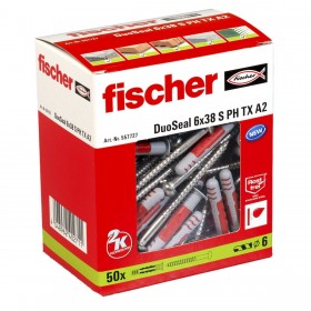 Dadi e viti Fischer DuoSeal 557727 S A2 Impermeabili Ø 6 x 38 mm (50 Unità)