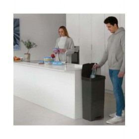 Secchio per Raccolta Differenziata SP Berner Antracite 10 L 30 L x 2 Plastica 3 Compartimenti (1 Unità)