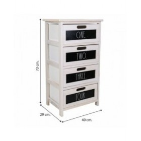 Cassettiera Alexandra House Living Bianco Legno di paulownia 29 x 73 x 40 cm