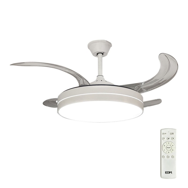 Ventilatore da Soffitto con Luce EDM 33831 Ross Bianco 36 W 4100 Lm