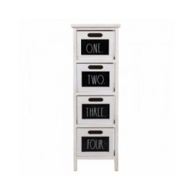 Cassettiera Alexandra House Living Bianco Legno di paulownia 32 x 81 x 26 cm