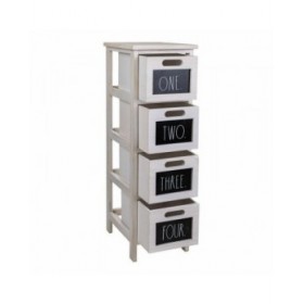 Cassettiera Alexandra House Living Bianco Legno di paulownia 32 x 81 x 26 cm