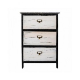 Cassettiera Alexandra House Living Bianco Nero Legno di paulownia 29 x 58 x 40 cm