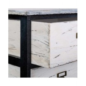Cassettiera Alexandra House Living Bianco Nero Legno di paulownia 29 x 73 x 40 cm