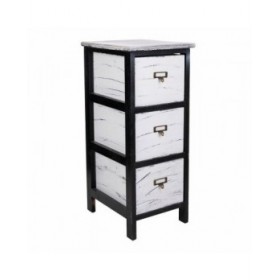 Cassettiera Alexandra House Living Bianco Nero Legno di paulownia 32 x 63 x 26 cm