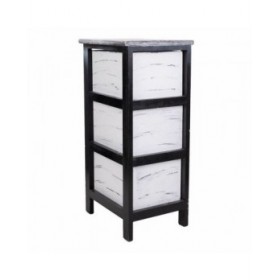 Cassettiera Alexandra House Living Bianco Nero Legno di paulownia 32 x 63 x 26 cm