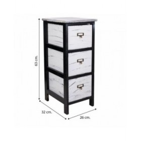 Cassettiera Alexandra House Living Bianco Nero Legno di paulownia 32 x 63 x 26 cm