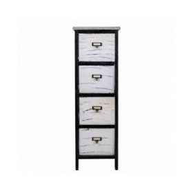 Cassettiera Alexandra House Living Bianco Nero Legno di paulownia 32 x 81 x 26 cm