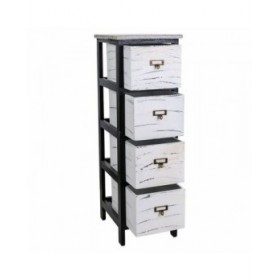 Cassettiera Alexandra House Living Bianco Nero Legno di paulownia 32 x 81 x 26 cm
