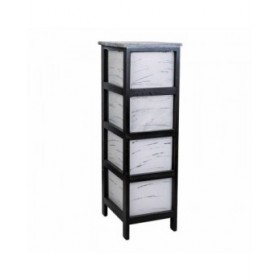 Cassettiera Alexandra House Living Bianco Nero Legno di paulownia 32 x 81 x 26 cm