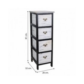 Cassettiera Alexandra House Living Bianco Nero Legno di paulownia 32 x 81 x 26 cm