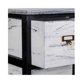 Cassettiera Alexandra House Living Bianco Nero Legno di paulownia 32 x 98 x 26 cm