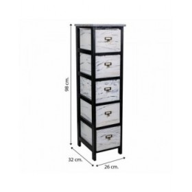 Cassettiera Alexandra House Living Bianco Nero Legno di paulownia 32 x 98 x 26 cm