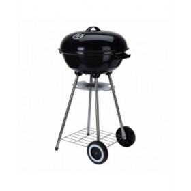 Barbecue a Carboni con Ruote Nero Acciaio Smaltato Rotonda