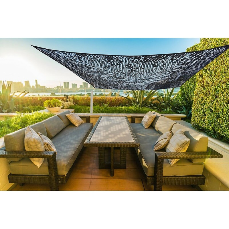 Tenda Parasole a Vela Rettangolare Faura Nero 3 x 4 m Reversibile Mimetico