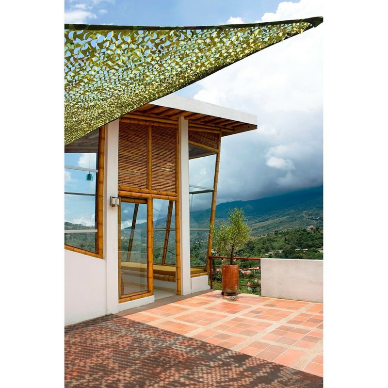 Tenda Parasole a Vela Rettangolare Faura Verde militare 3 x 4 m Reversibile Mimetico