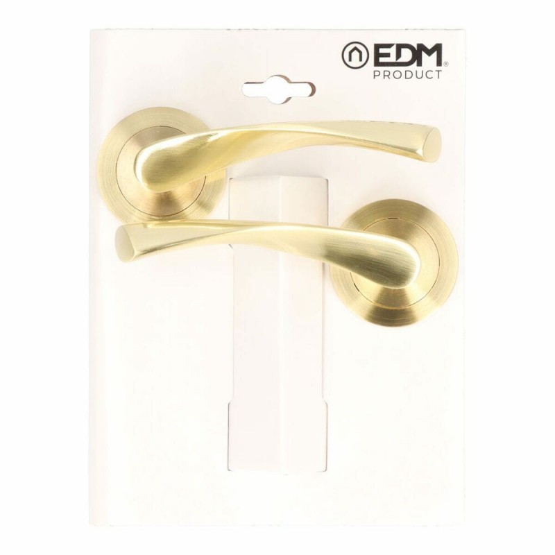 Set di Maniglie EDM 86031 707 Alluminio Ø 6,5 x 12 cm Ottone Dorato