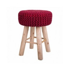 Sgabello Alexandra House Living Bordeaux Bambù Spugna Legno MDF 32 x 44 x 32 cm