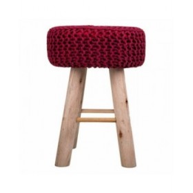 Sgabello Alexandra House Living Bordeaux Bambù Spugna Legno MDF 32 x 44 x 32 cm